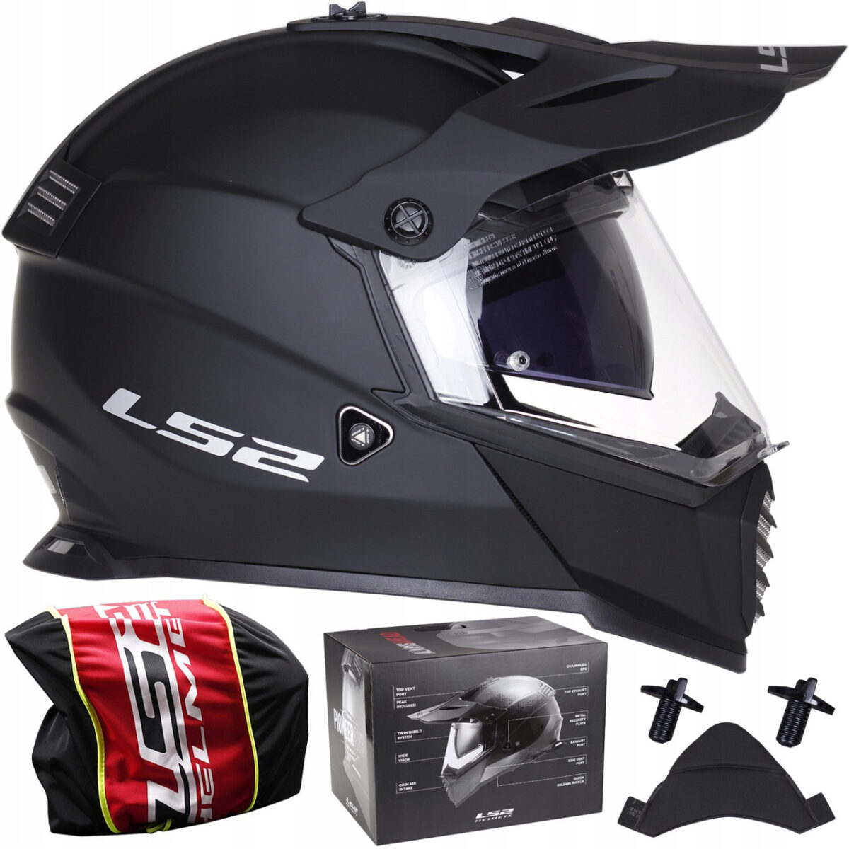 LS2 Mx436 Pioneer Evo Matt Black (S) ķivere - Attēls 1